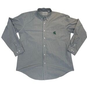 Campus Specialties Michigan State Spartans Gingham Shirt Mens Large Green White